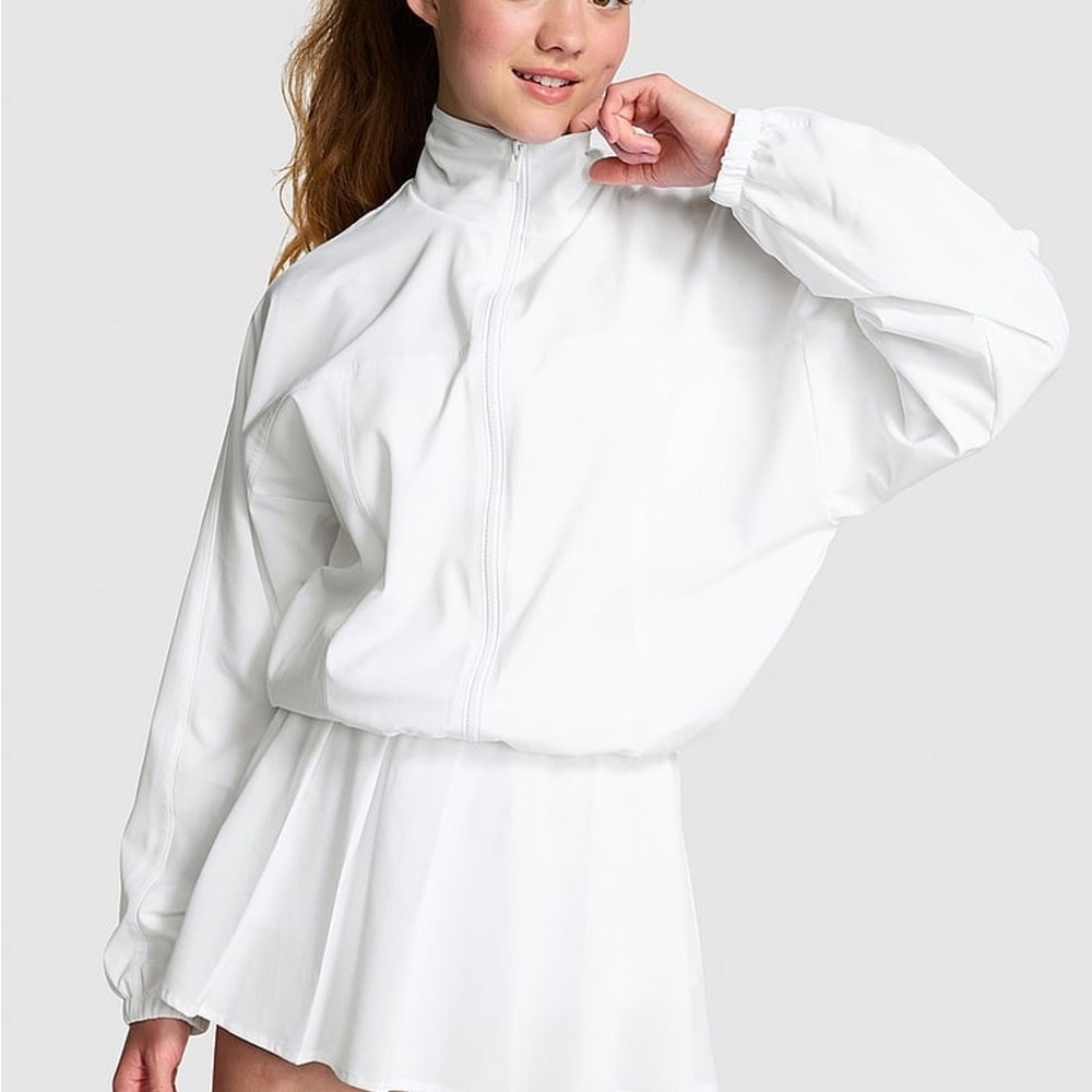 PINK Victoria's Secret White Full-Zip Hoodie L